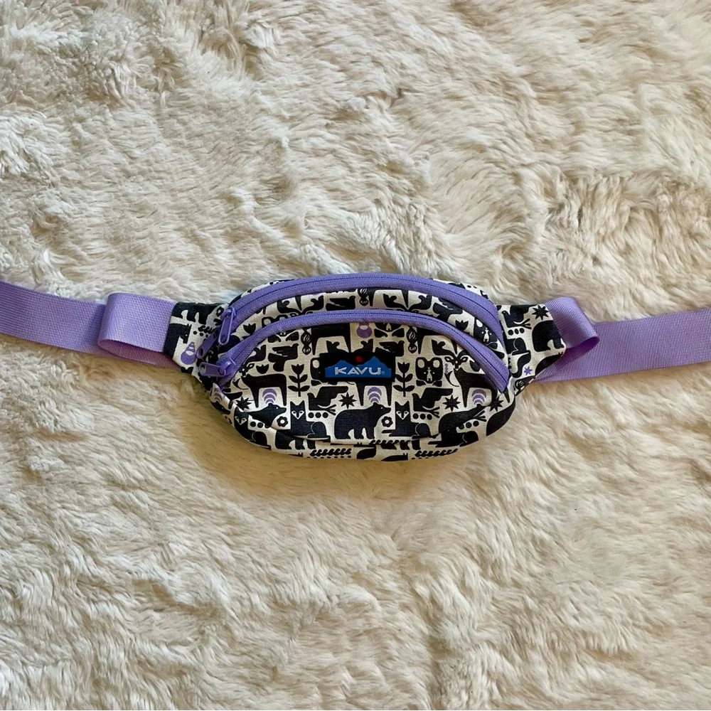KAVU Black and Purple Patterned Waist Bag - Picture 2 of 7